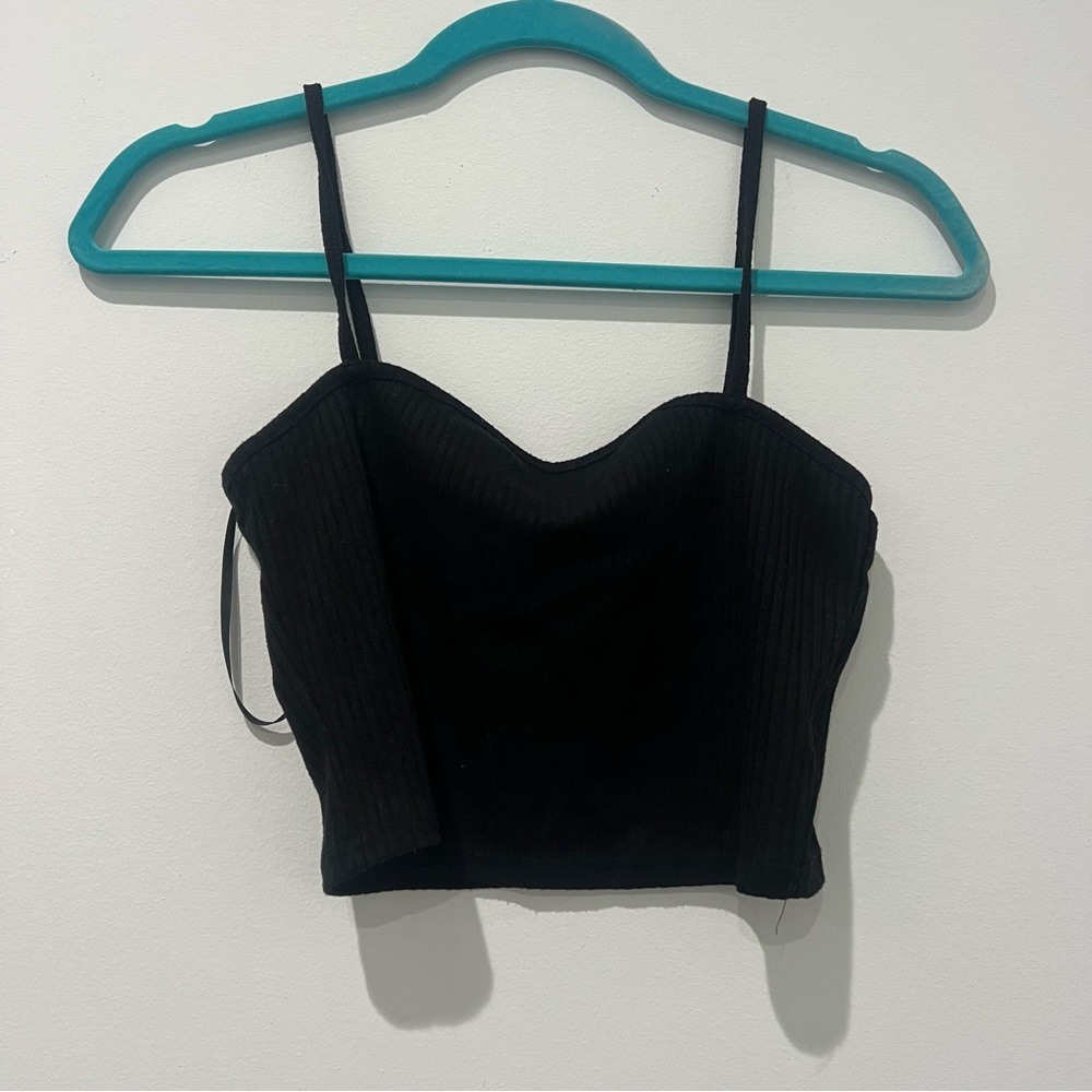 Black Spaghetti Strap Crop Top